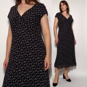 Vintage 1990s Grunge Clover BIAS Cut Dress -- Large to XL